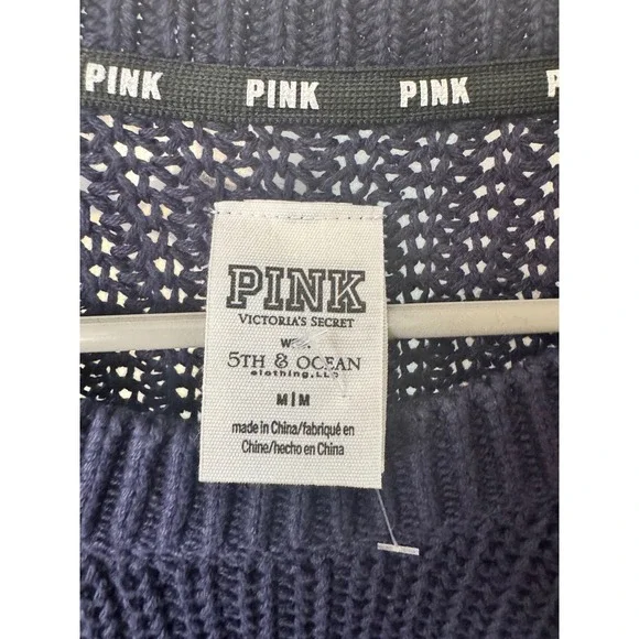 PINK Victoria's Secret University of Michigan Wolverines Navy Knit Sweater M - Picture 4 of 5